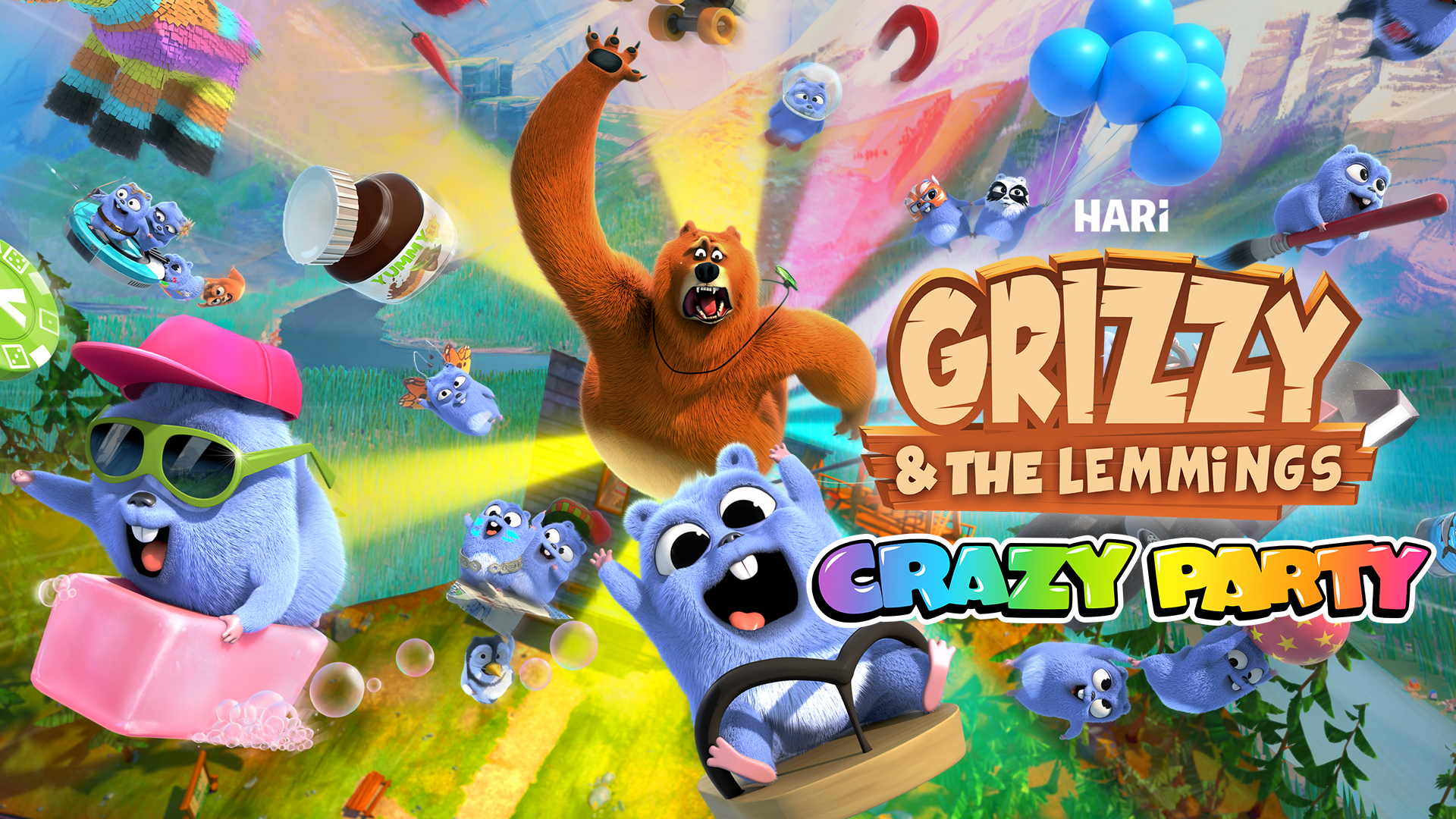 Grizzy & The Lemmings: Crazy Party — key art